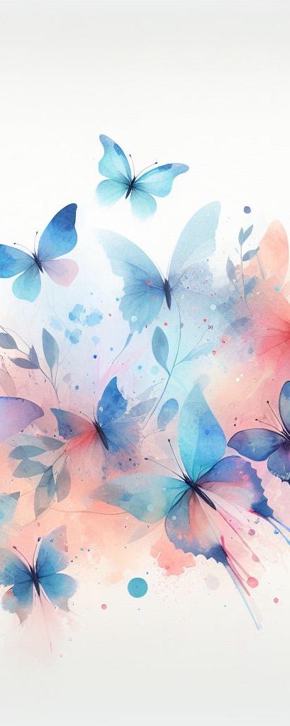 Papier peint papillons envolée aquarelle