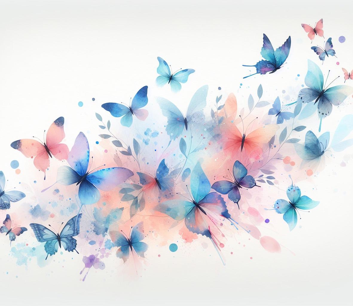 Papier peint papillons envolée aquarelle