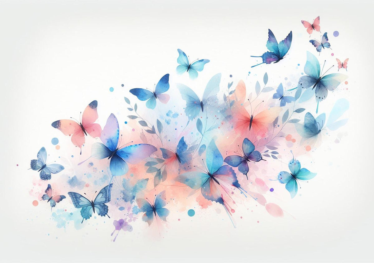 Papier peint papillons envolée aquarelle
