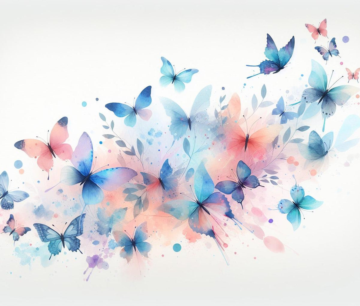 Papier peint papillons envolée aquarelle