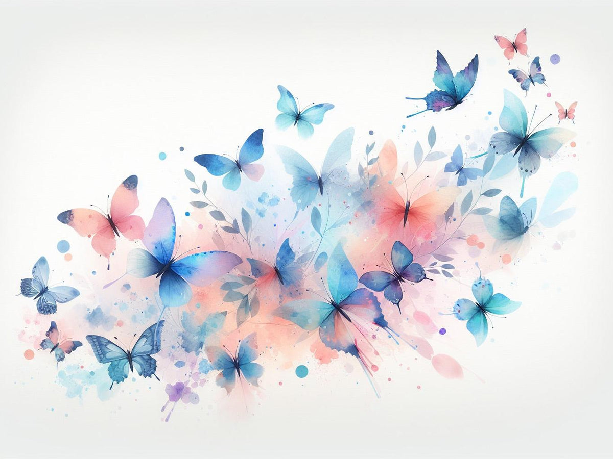 Papier peint papillons envolée aquarelle