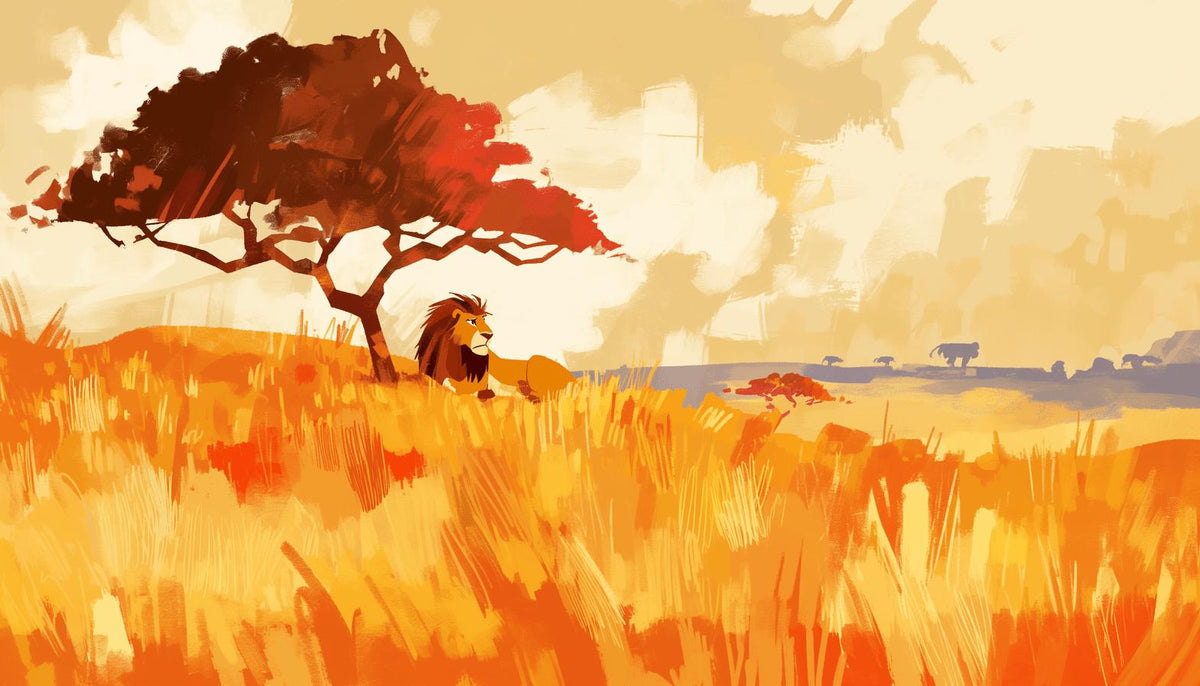 Papier peint lion roi de la savane
