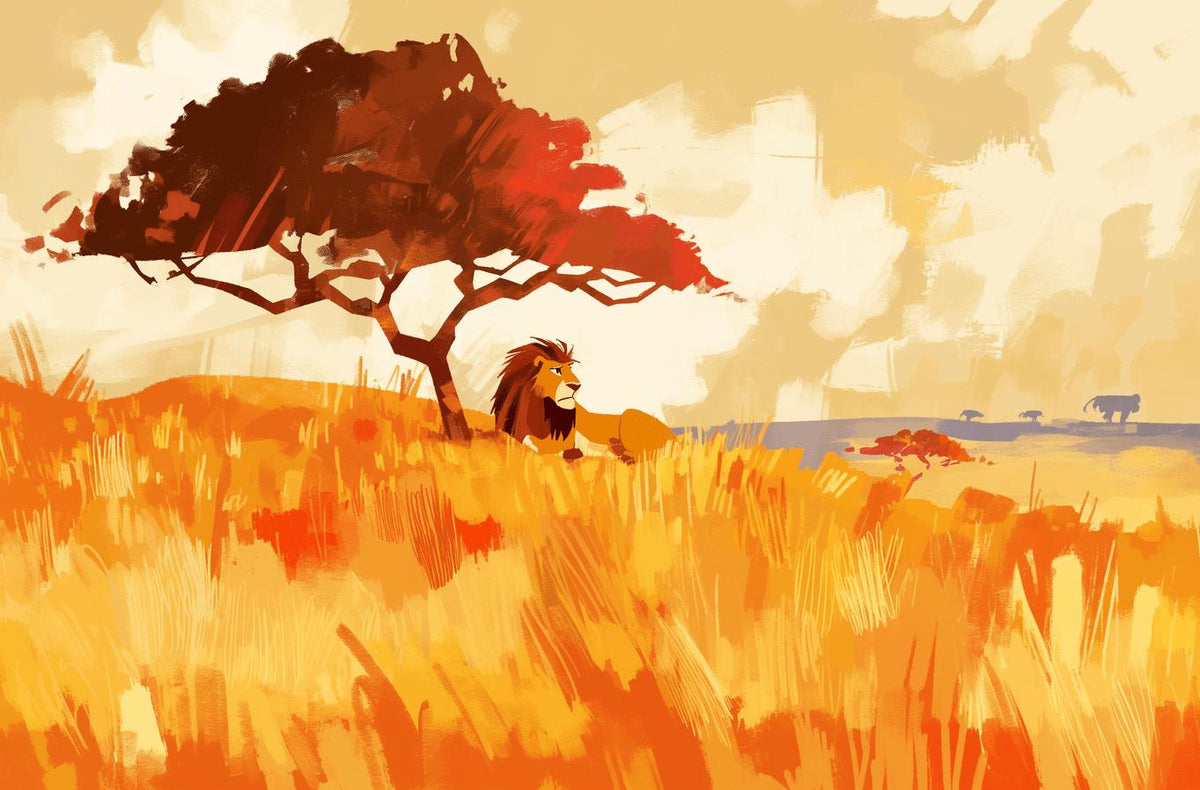 Papier peint lion roi de la savane