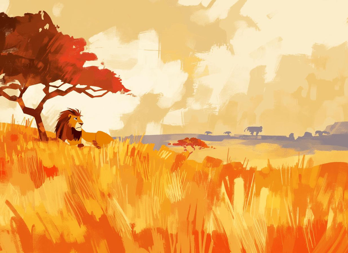 Papier peint lion roi de la savane