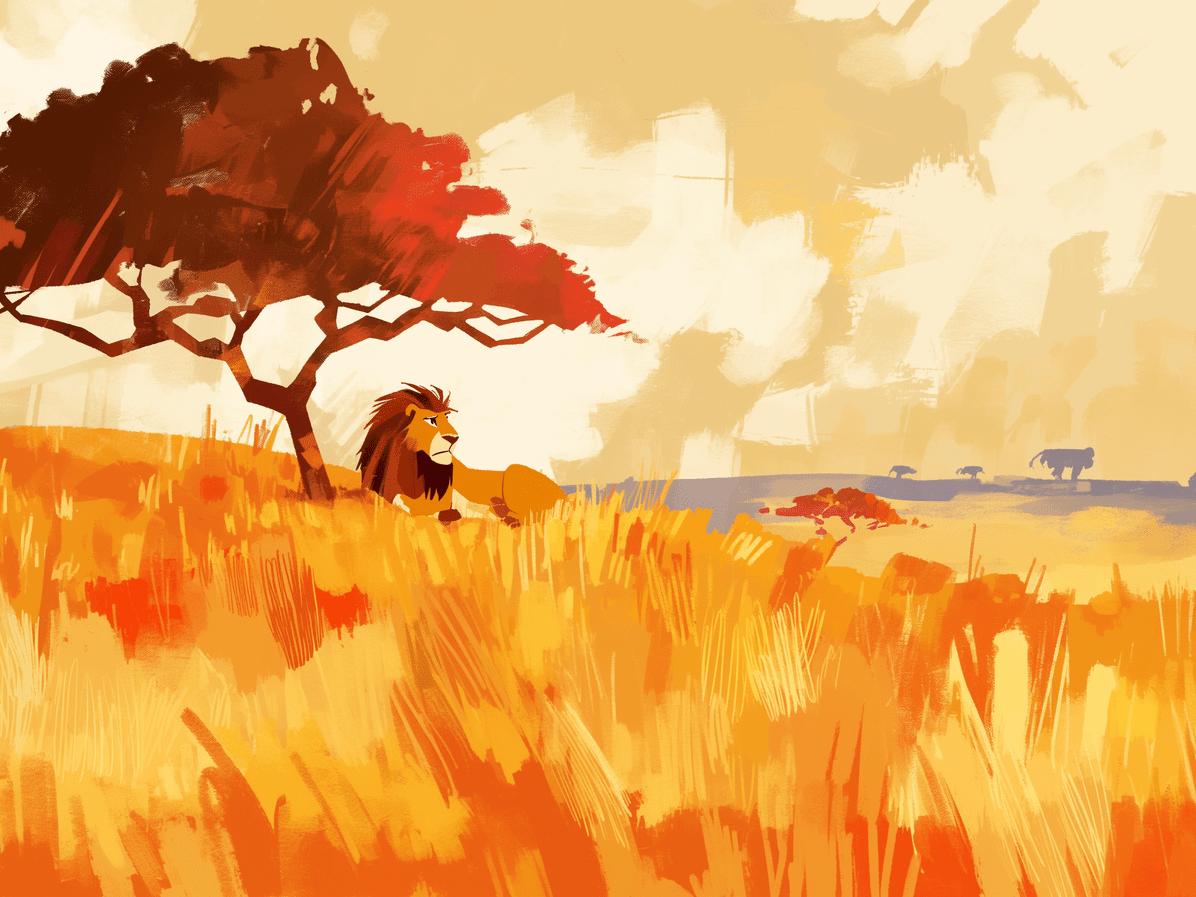 Papier peint lion roi de la savane