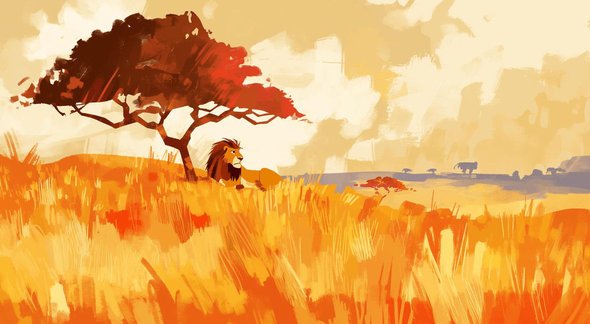 Papier peint lion roi de la savane
