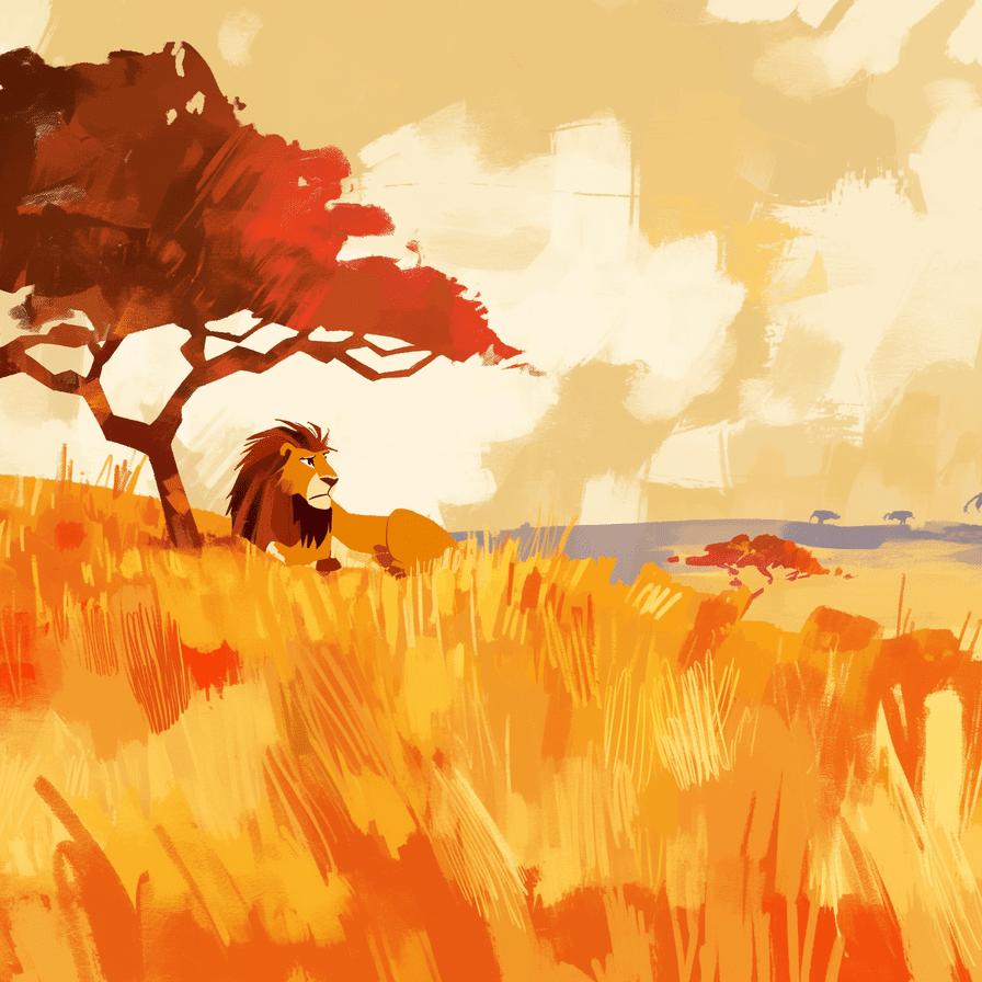 Papier peint lion roi de la savane