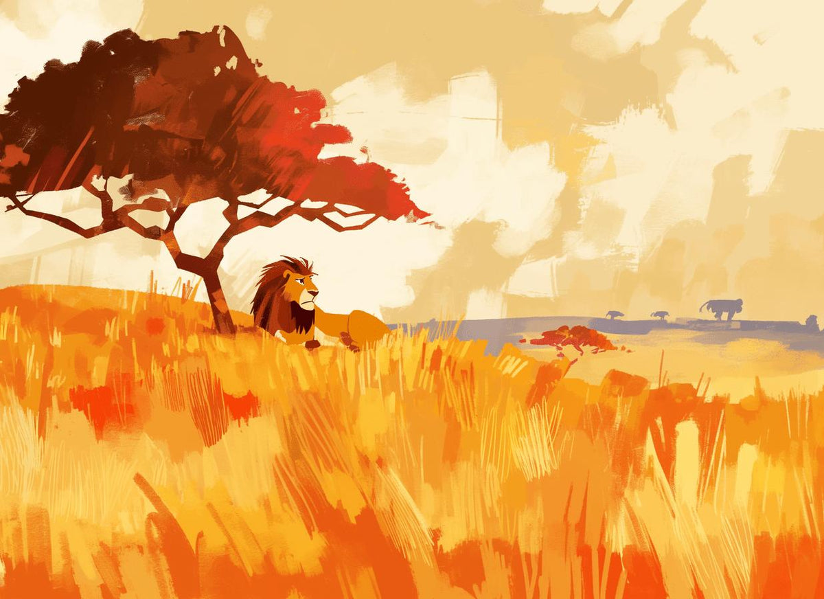 Papier peint lion roi de la savane
