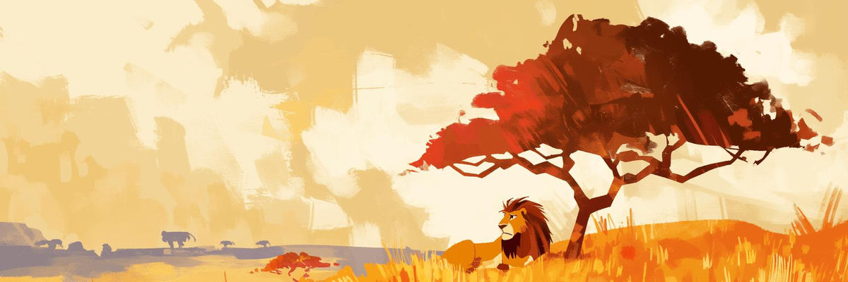 Papier peint lion roi de la savane