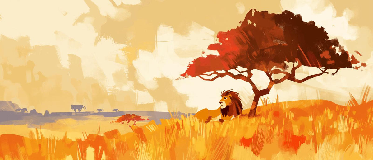 Papier peint lion roi de la savane