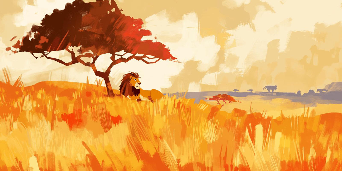 Papier peint lion roi de la savane