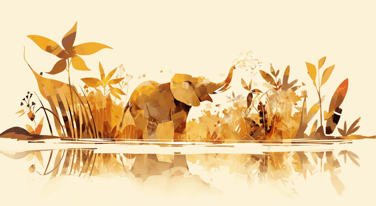 Papier peint éléphant style collage