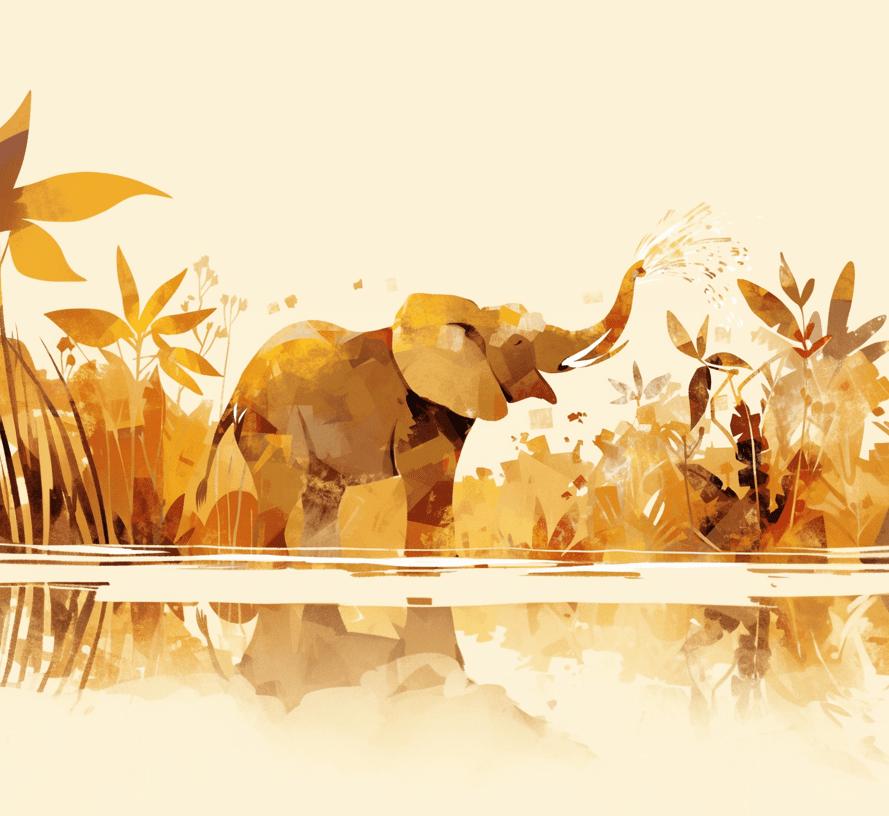Papier peint éléphant style collage