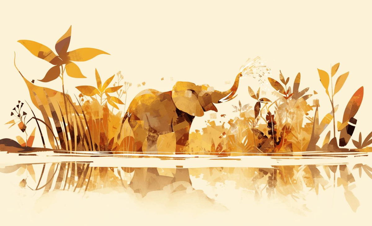 Papier peint éléphant style collage