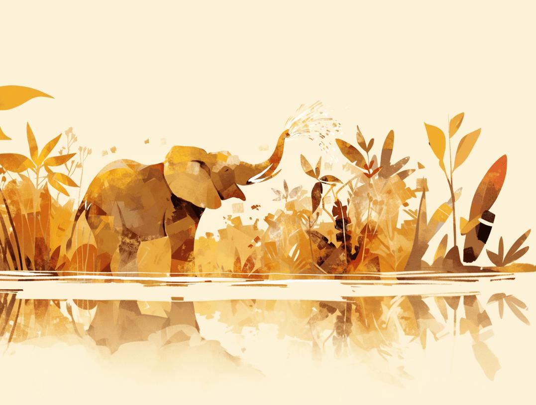 Papier peint éléphant style collage