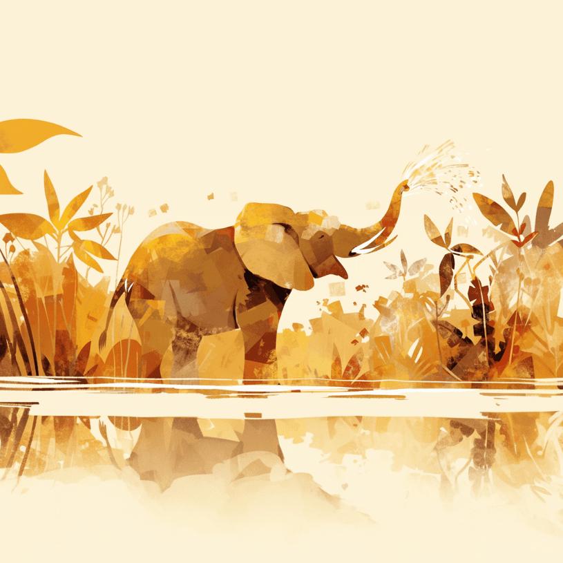 Papier peint éléphant style collage