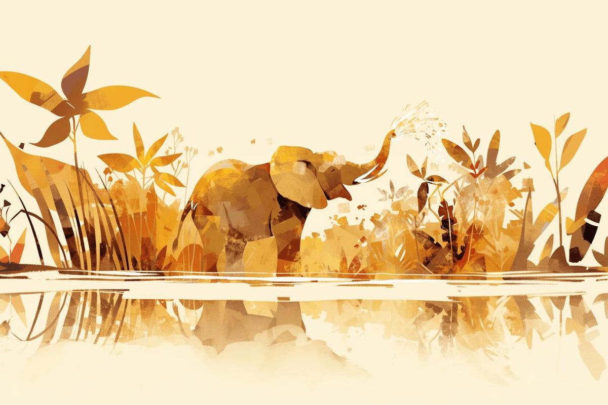 Papier peint éléphant style collage