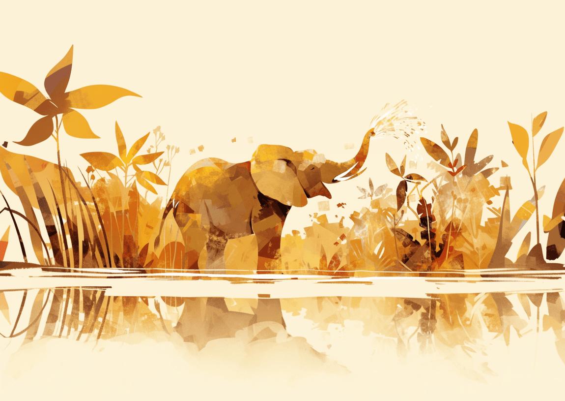 Papier peint éléphant style collage