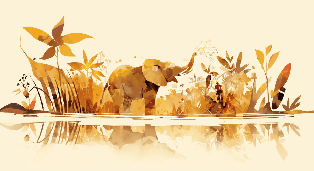 Papier peint éléphant style collage