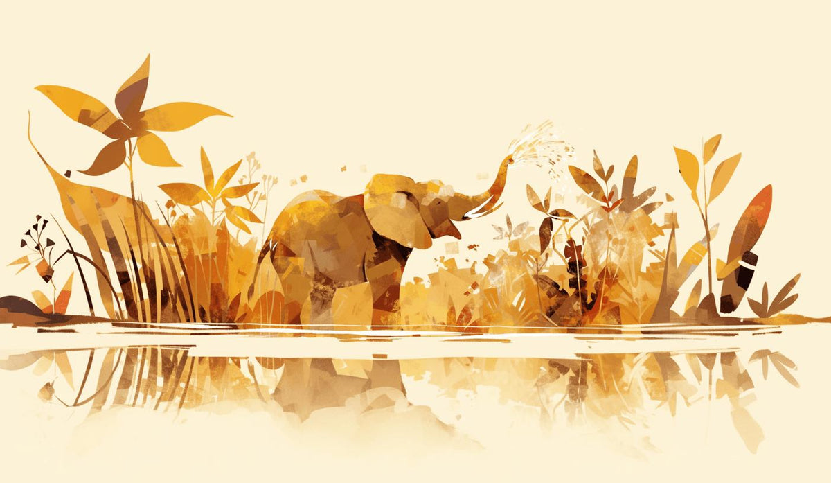 Papier peint éléphant style collage