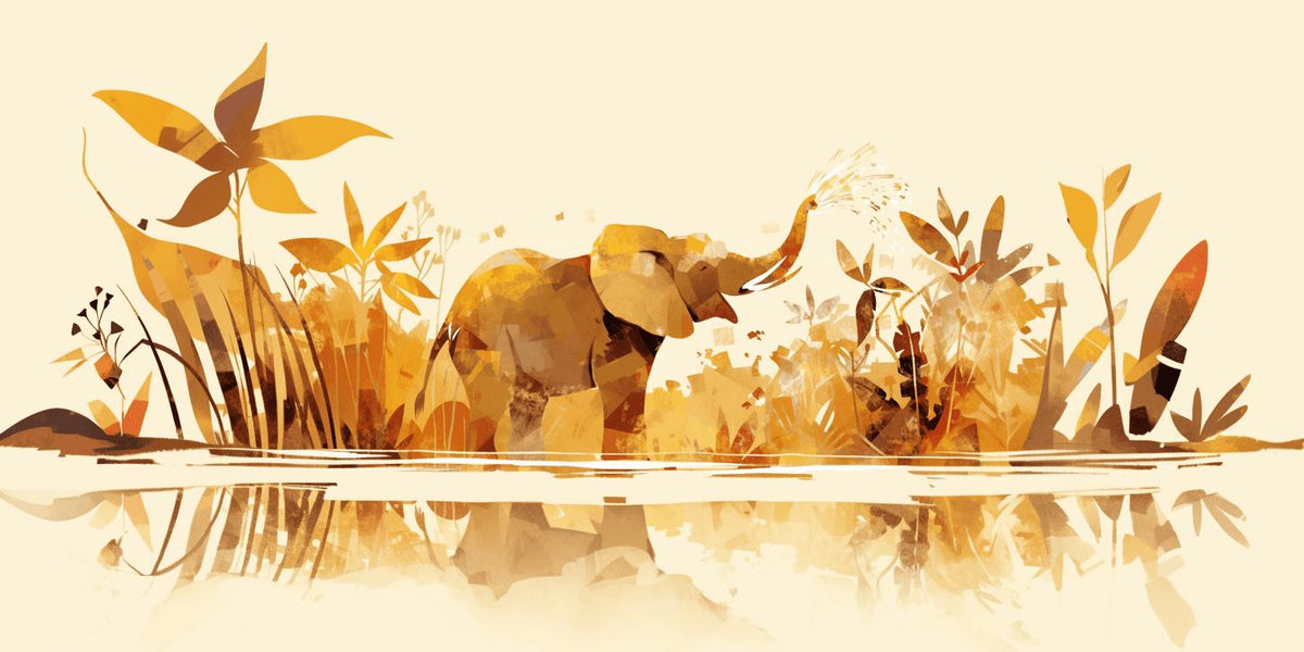 Papier peint éléphant style collage