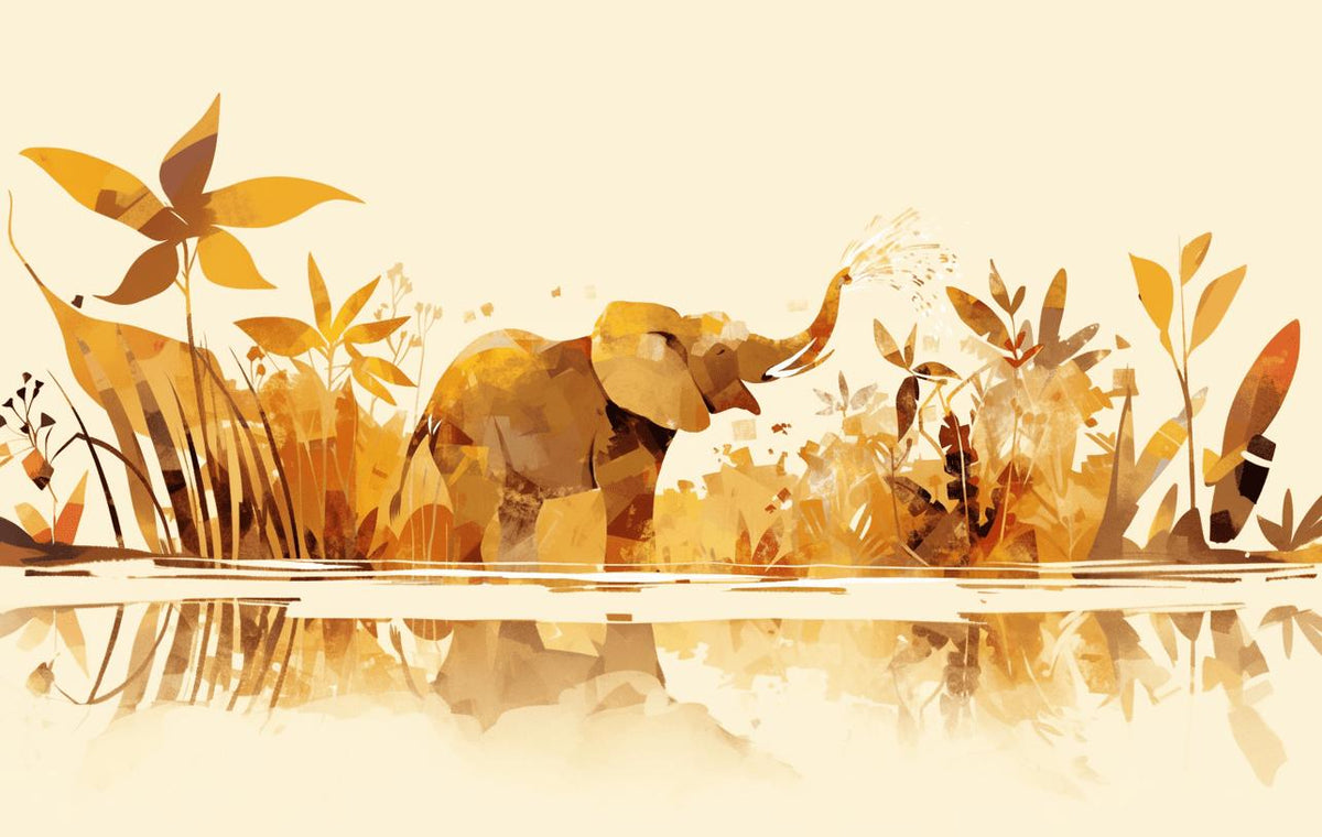 Papier peint éléphant style collage