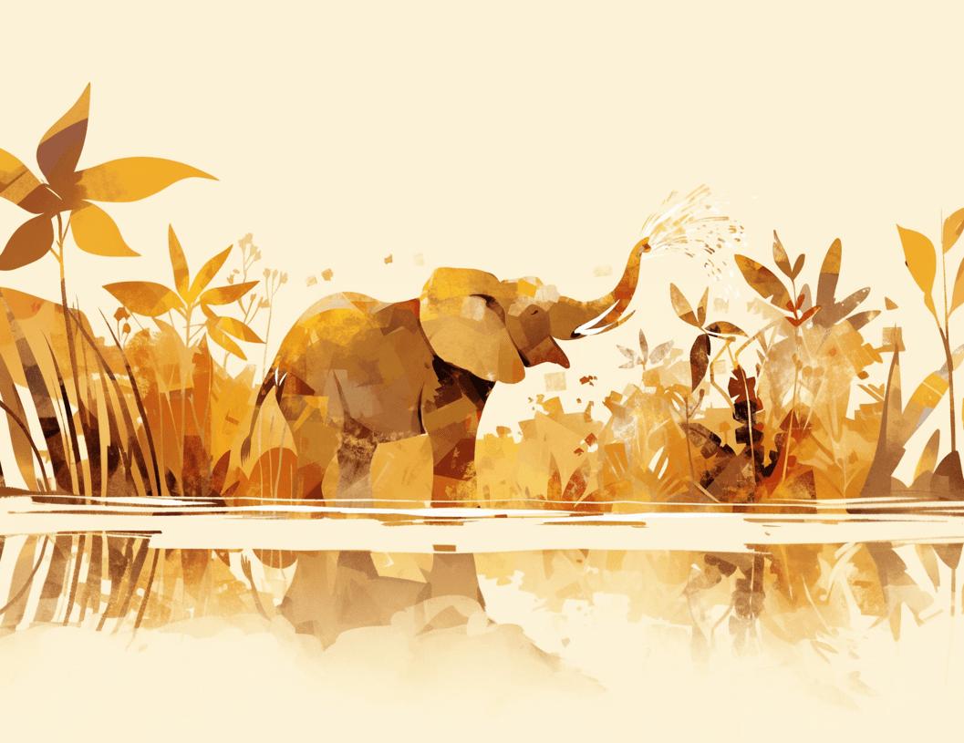 Papier peint éléphant style collage