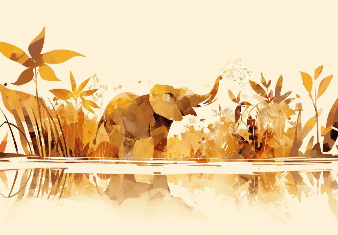 Papier peint éléphant style collage