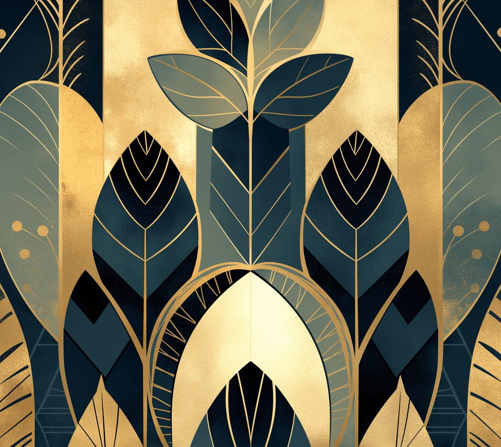 Papier peint feuillage art déco géométrique