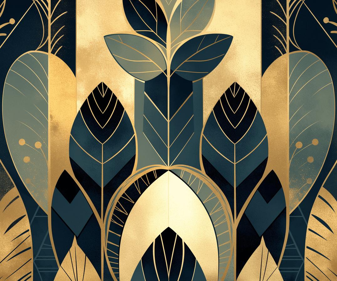 Papier peint feuillage art déco géométrique