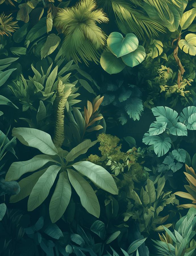 Papier peint feuillage forêt équatoriale