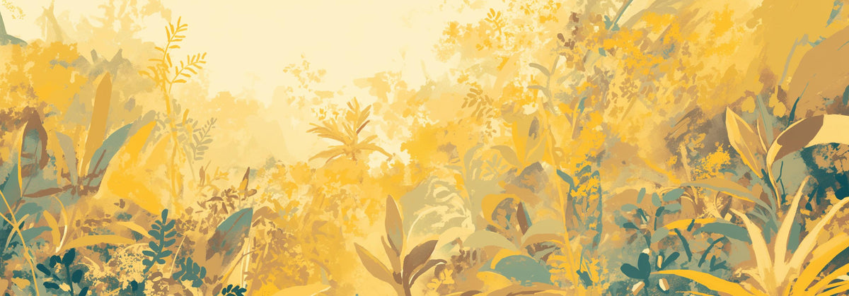 Papier peint feuillage vert et jaune