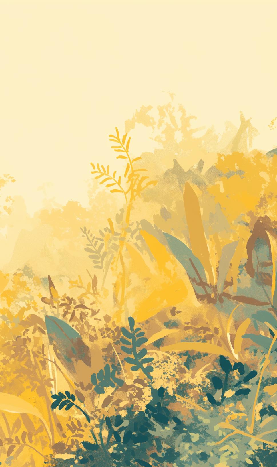 Papier peint feuillage vert et jaune