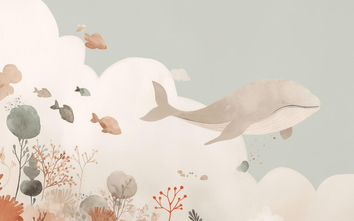 Papier peint baleine océan pastel