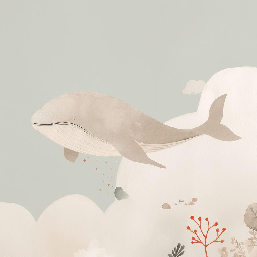 Papier peint baleine océan pastel