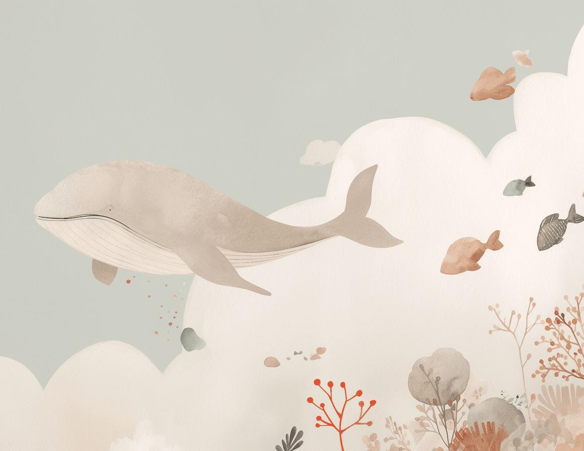 Papier peint baleine océan pastel