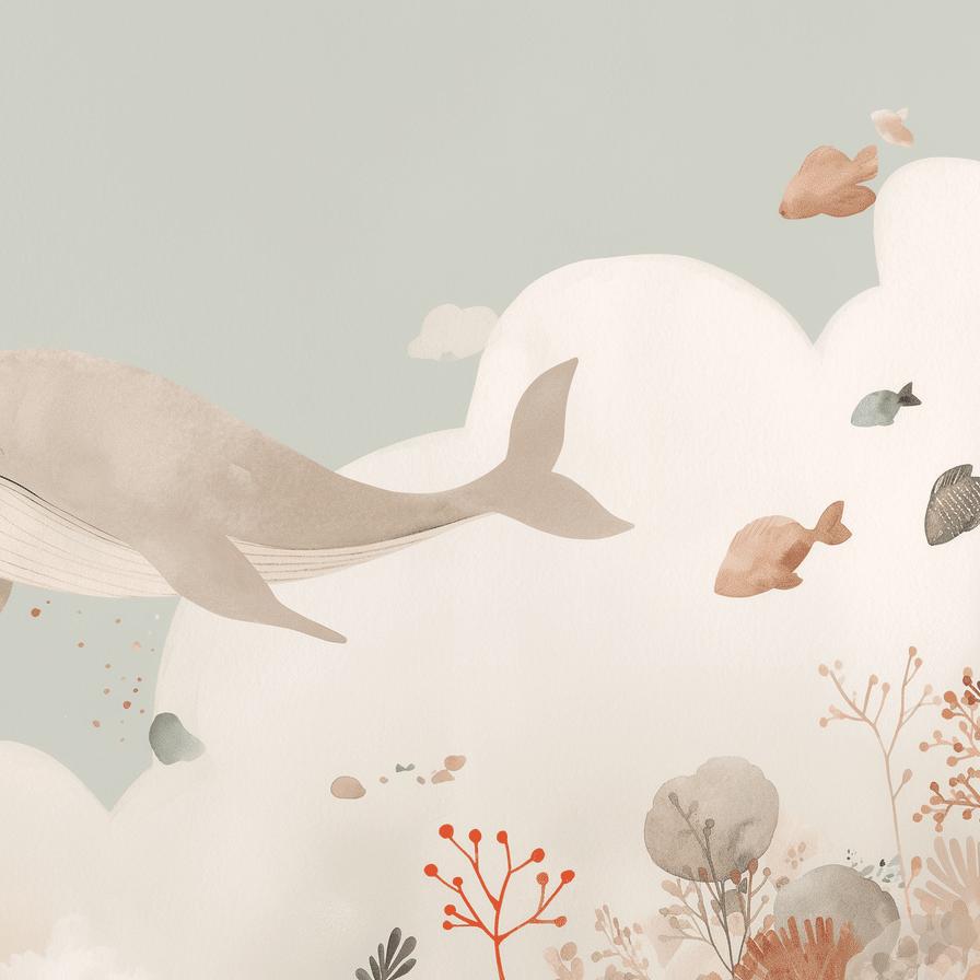 Papier peint baleine océan pastel