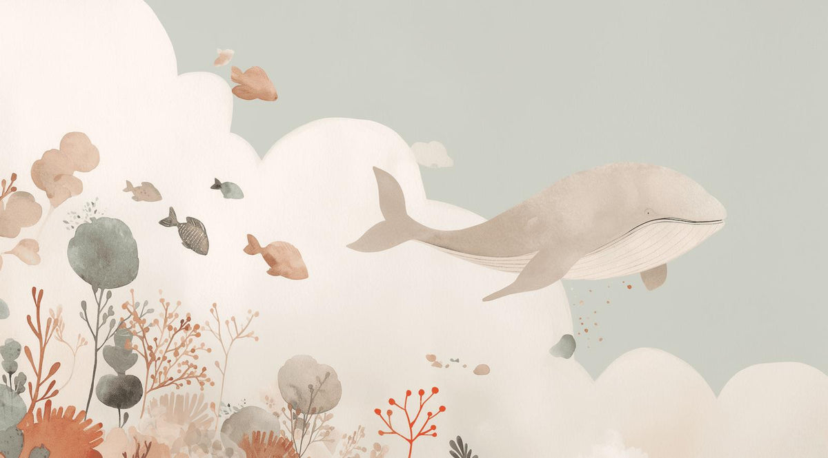 Papier peint baleine océan pastel