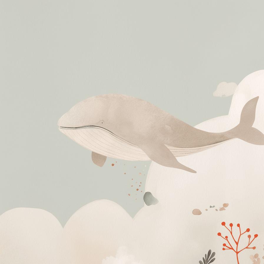 Papier peint baleine océan pastel