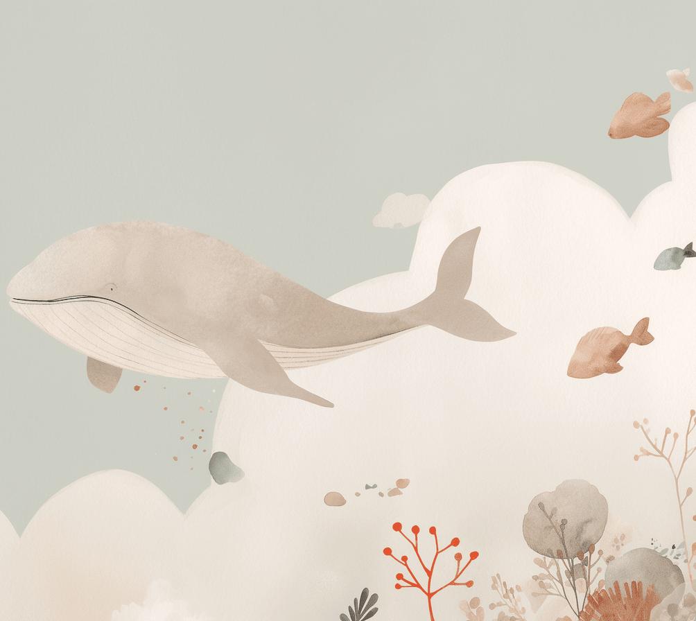 Papier peint baleine océan pastel