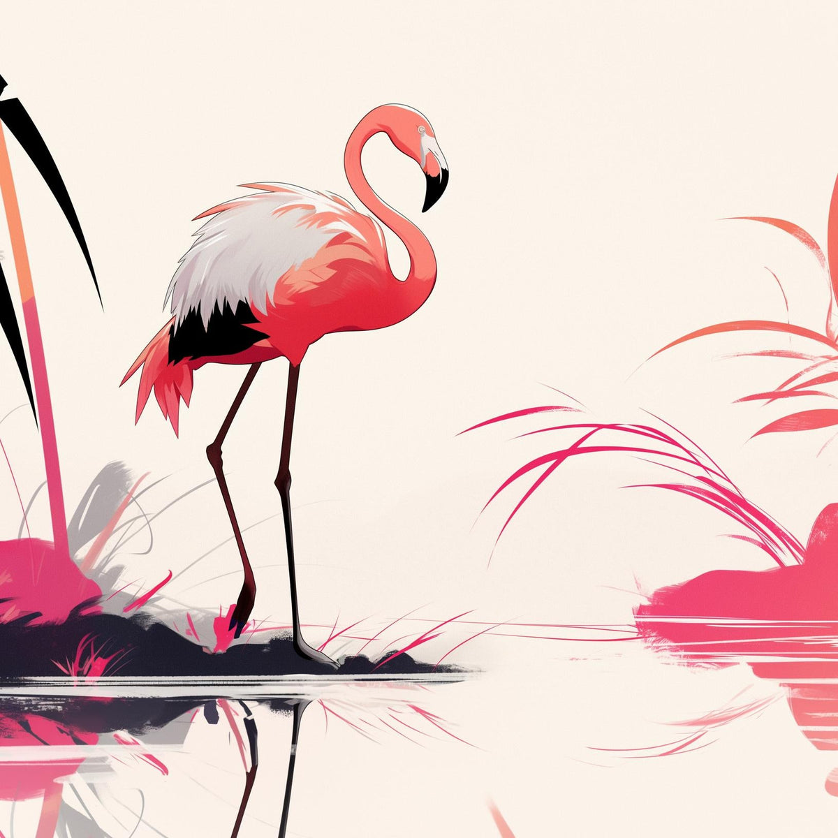 Papier peint flamant rose paradis coloré