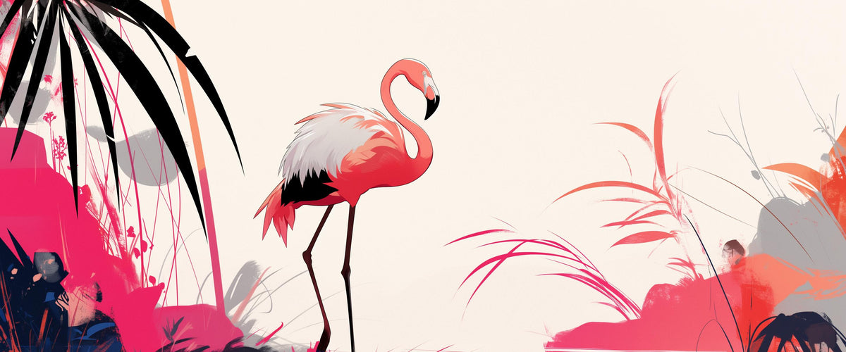 Papier peint flamant rose paradis coloré