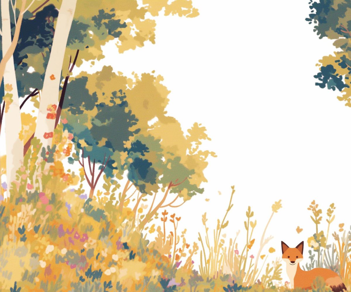 Papier peint forêt ours et renard enfant