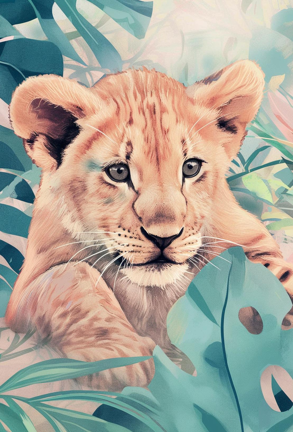 Papier peint lionceau roi de la jungle