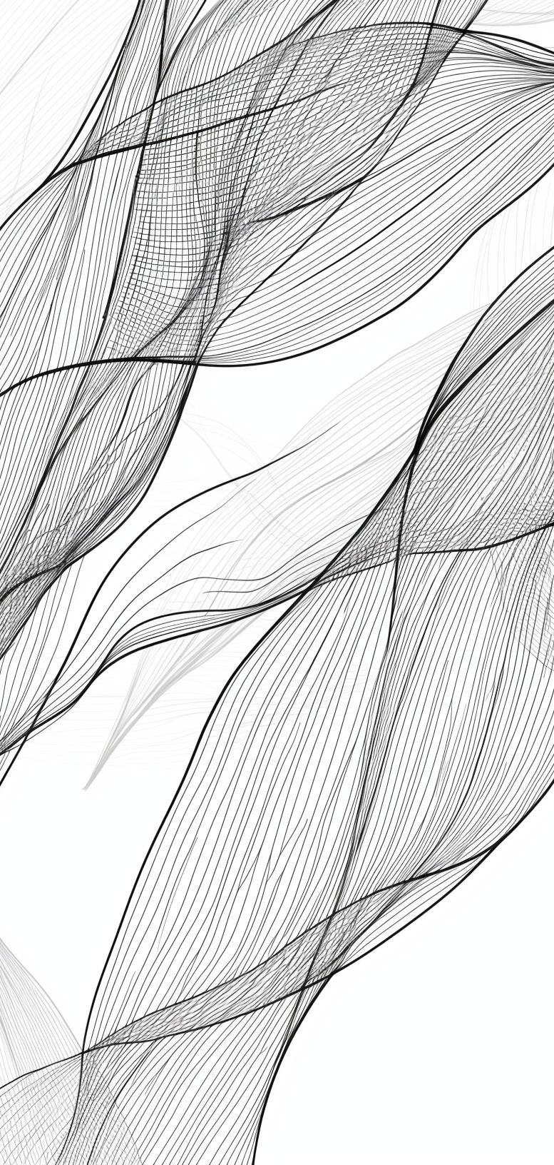 Papier peint feuillage abstrait noir et blanc