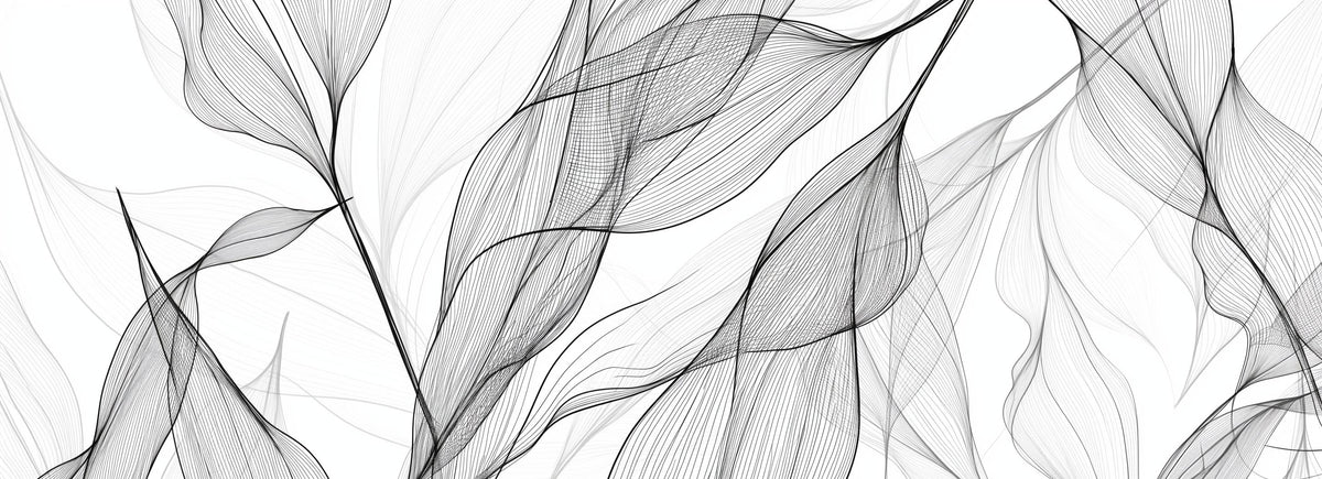 Papier peint feuillage abstrait noir et blanc