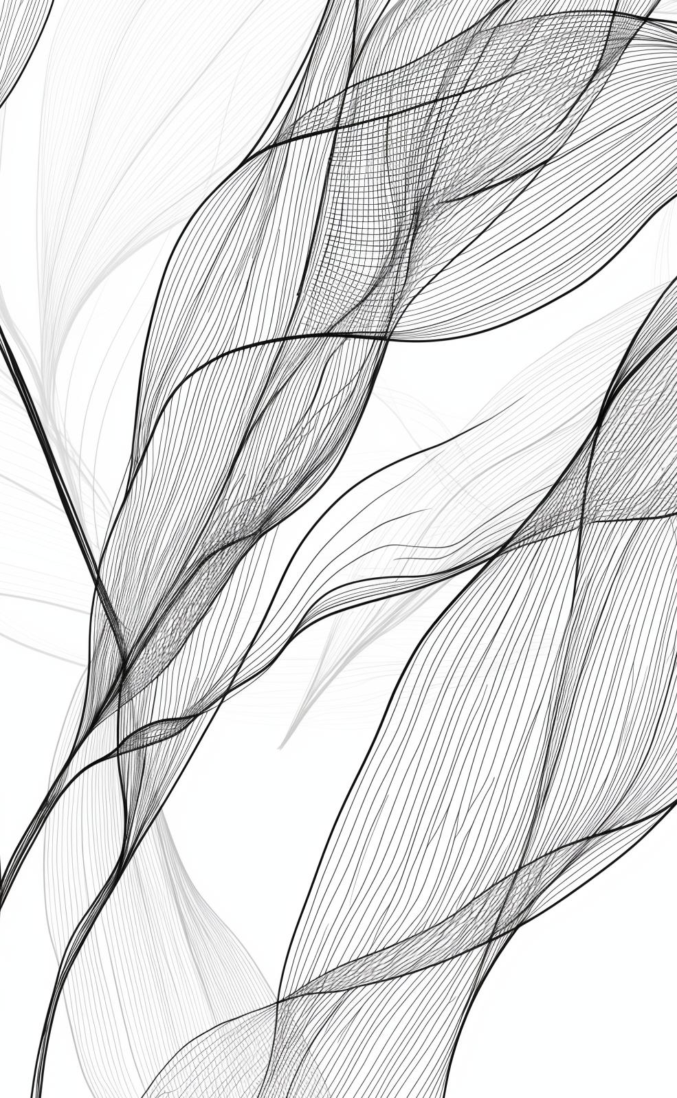 Papier peint feuillage abstrait noir et blanc