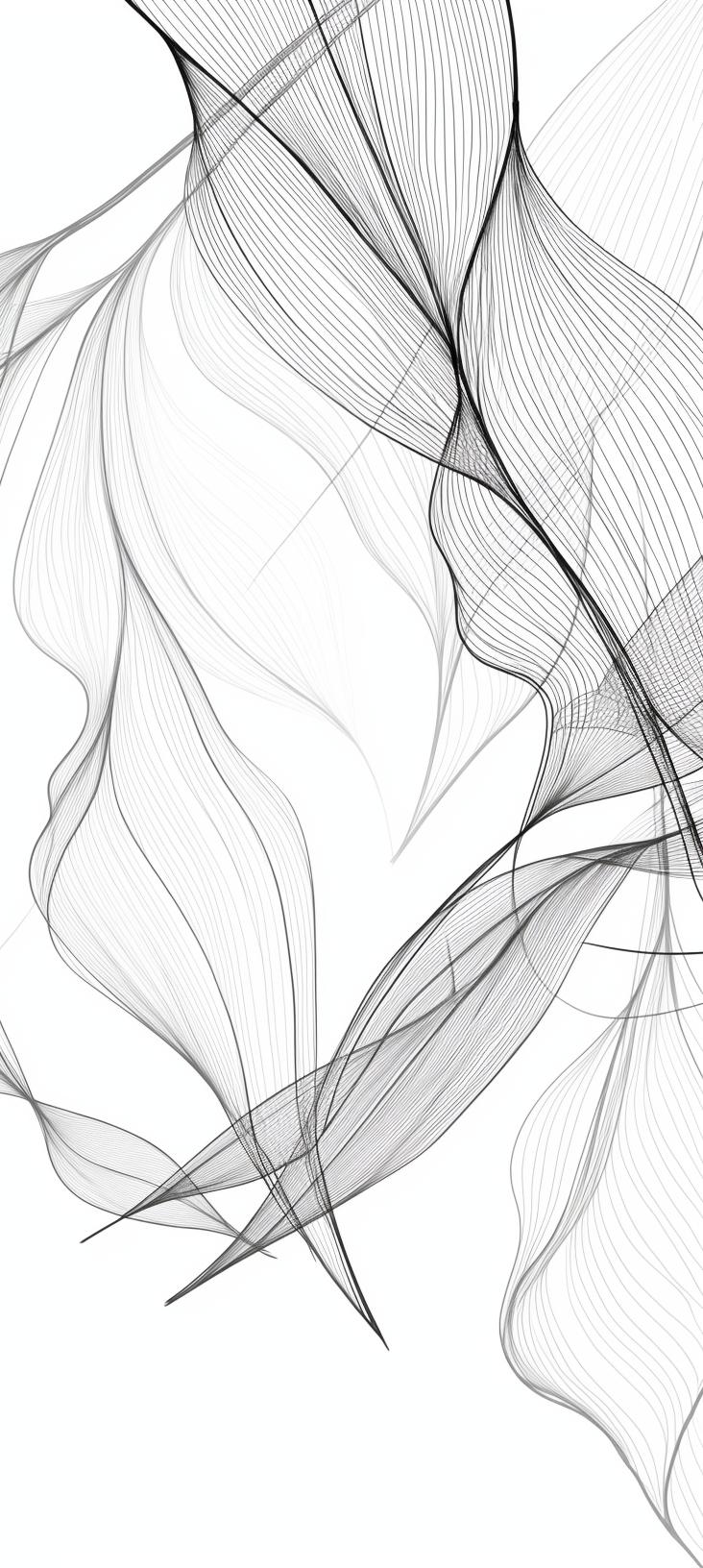 Papier peint feuillage abstrait noir et blanc