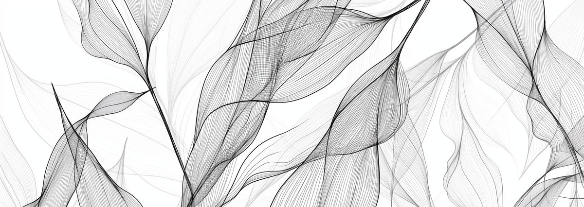 Papier peint feuillage abstrait noir et blanc