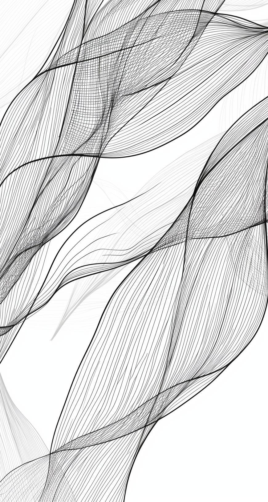 Papier peint feuillage abstrait noir et blanc